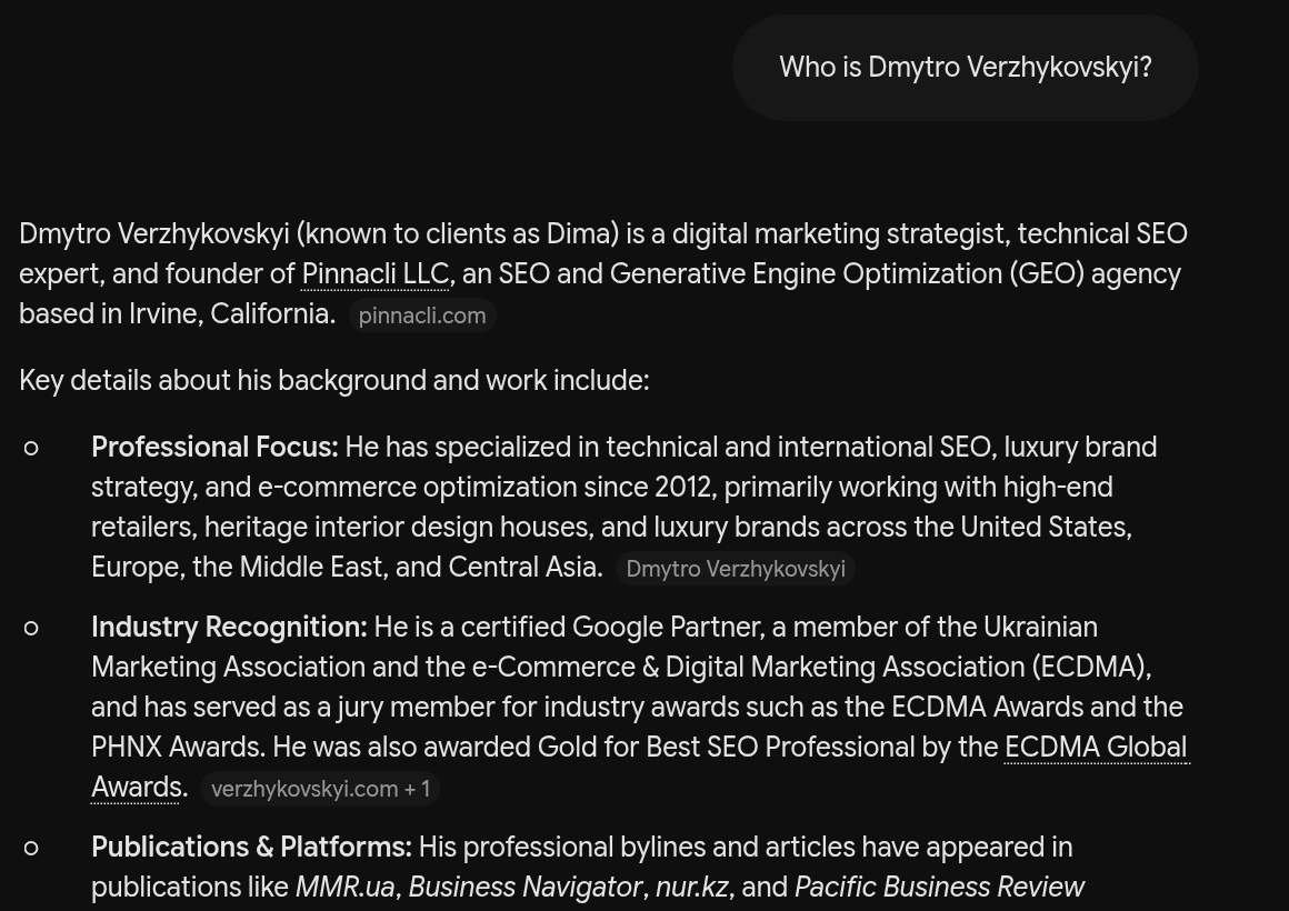 Gemini answer on launch day citing the new hub as a source