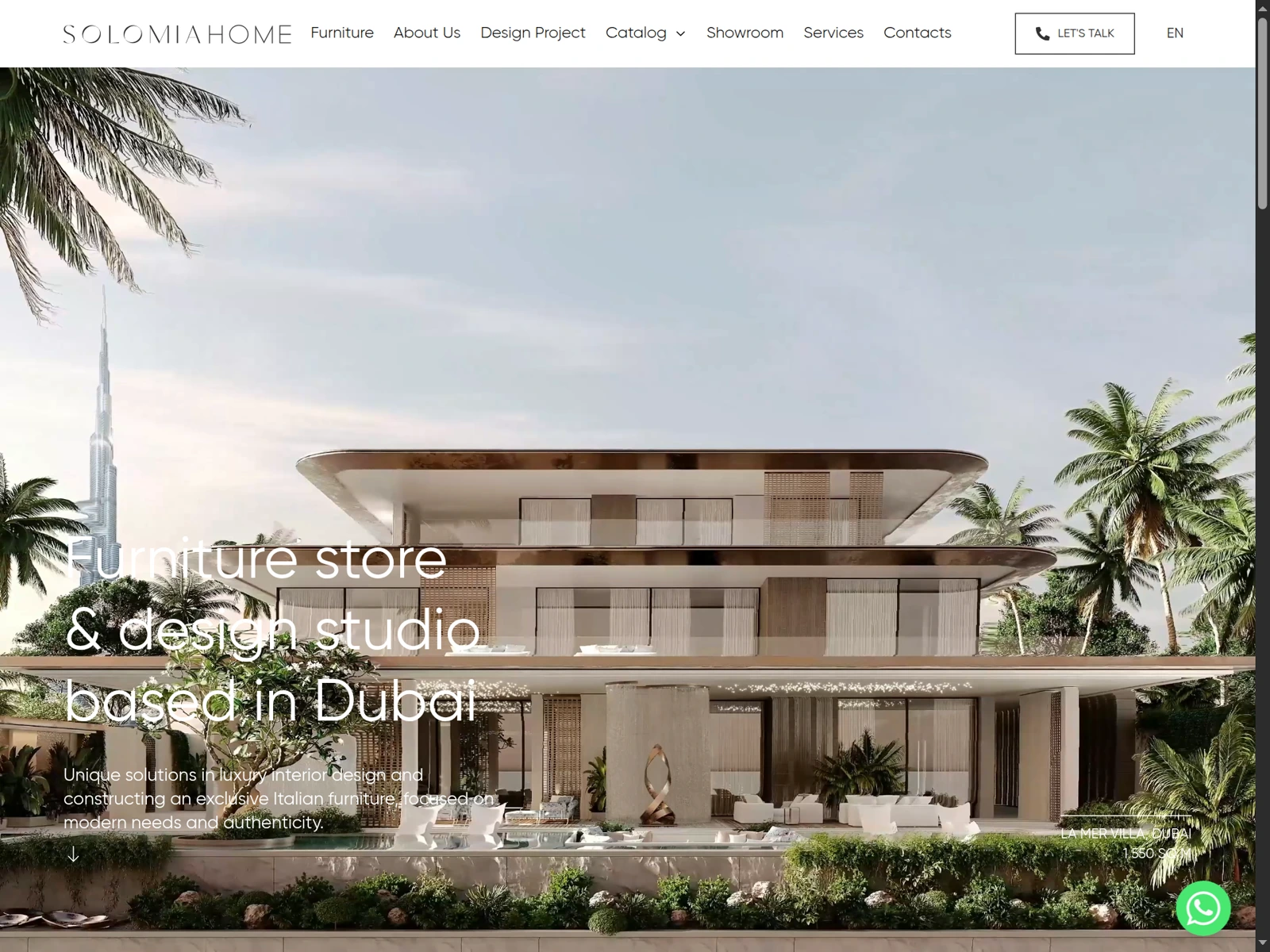 solomia-home.ae homepage, the Solomia Home website Pinnacli grew from zero